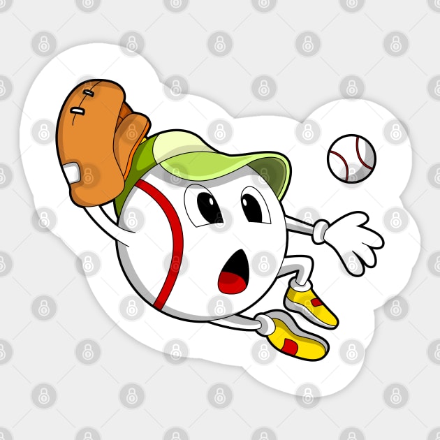 Baseball ball with Baseball glove & Cap Sticker by Markus Schnabel